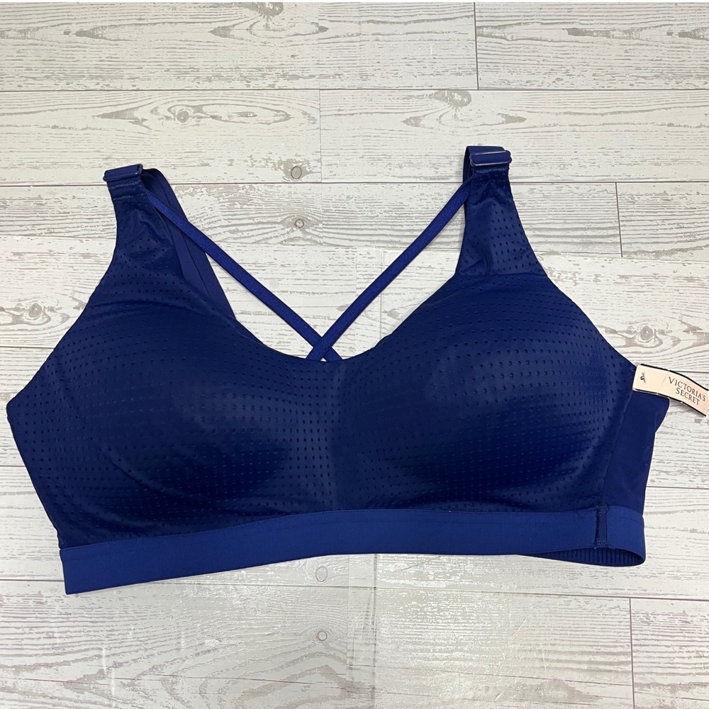 Victoria Sport Navy Blue Strappy Back Perforated Mesh Sports Bra 36C 11094015